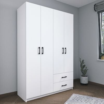 Star vaatekaappi 120x180 cm valkoinen, asiakaspalautus